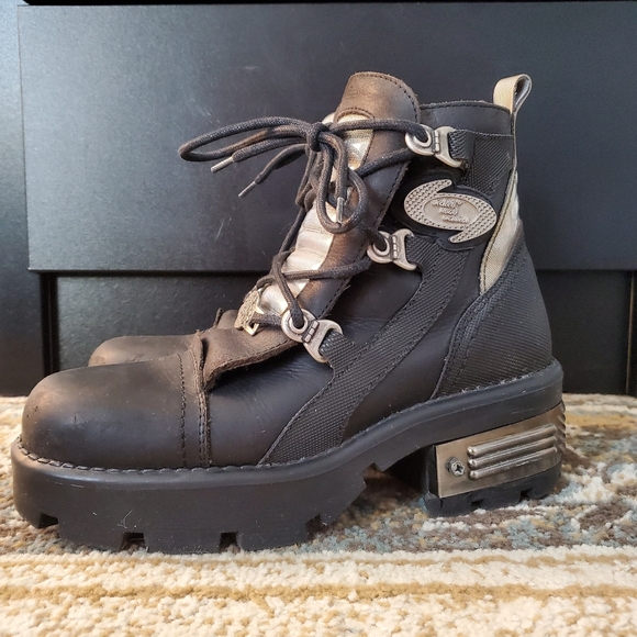 WICKED ROAD WARRIOR Leather Biker Moto Platform Combat Boots 8.5 - Picture 3 of 11